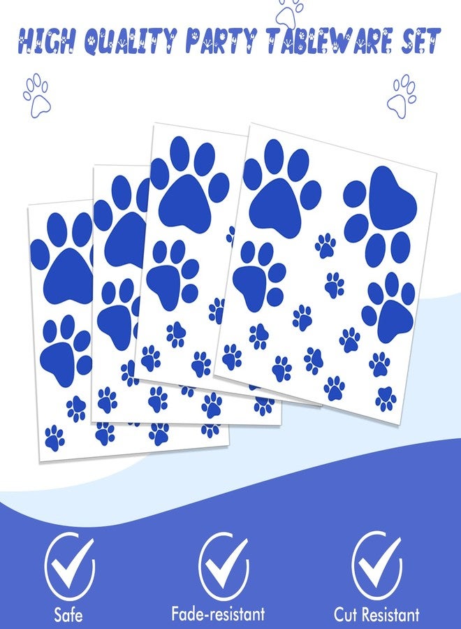DURYGEN 40PCS Blue Paw Print Party Supplies Dog Themed Birthday decorations Disposable Tableware Including Plates Napkins for Dog Birthday Baby Shower Pet Lover Supplies - Image 3